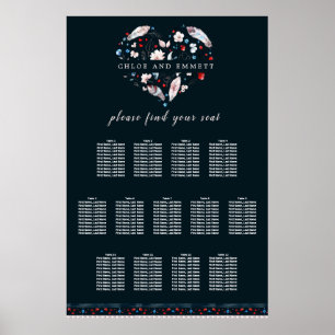 Affiche Boho Floral et plumes 13 tables
