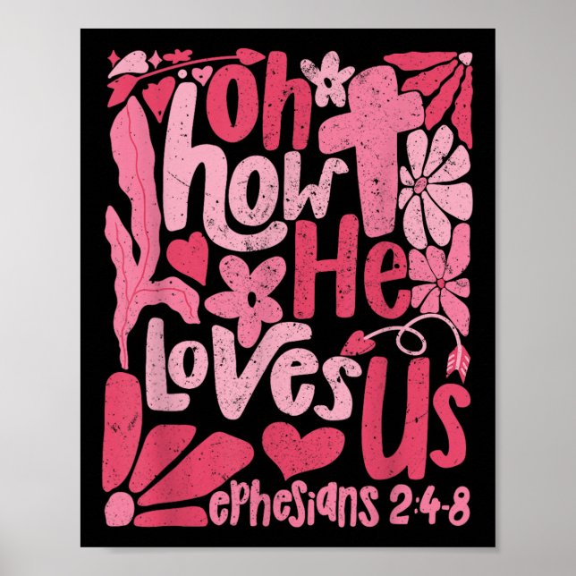 Affiche Boho Floral Jésus Christian Valentines Oh Comment  (Devant)