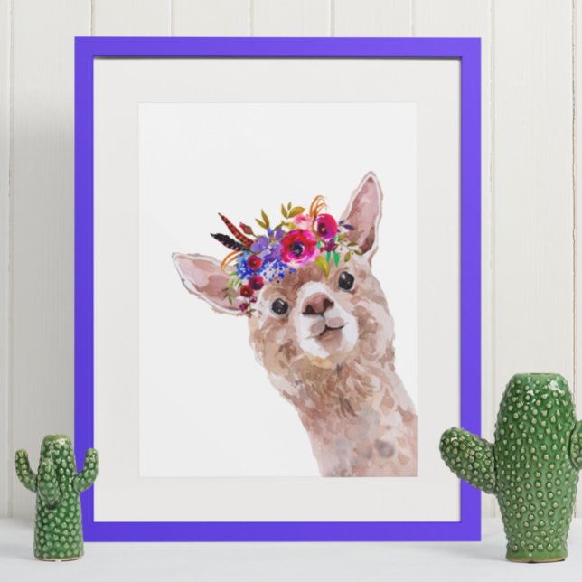 Affiche Boho Floral Llama Alpaca Enfant en crèche (Créateur téléchargé)
