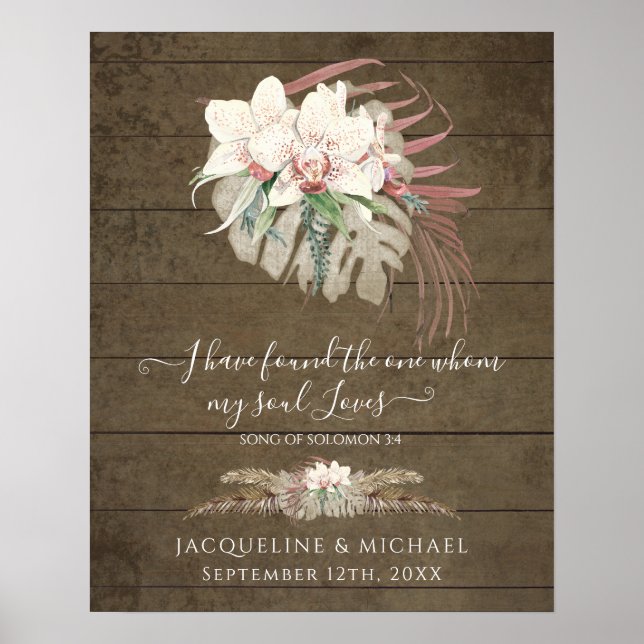 Affiche Boho Floral Orchid Pampas Grass Rustique Mariage (Devant)