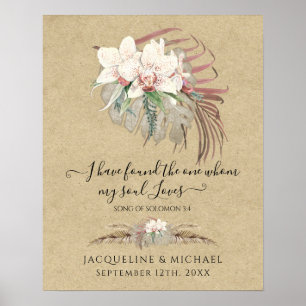 Affiche Boho Floral Orchidée Blanche Pampas Mariage en her