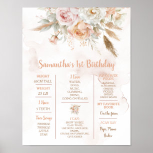Affiche Boho Floral Rustique Onederday Milestone
