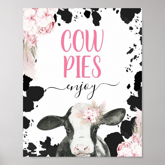 Affiche Boho Floral Vache Vache Imprimer Signal alimentair (Devant)