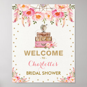Affiche Boho Floral Voyage Enterrement de Vie de Jeune Fil