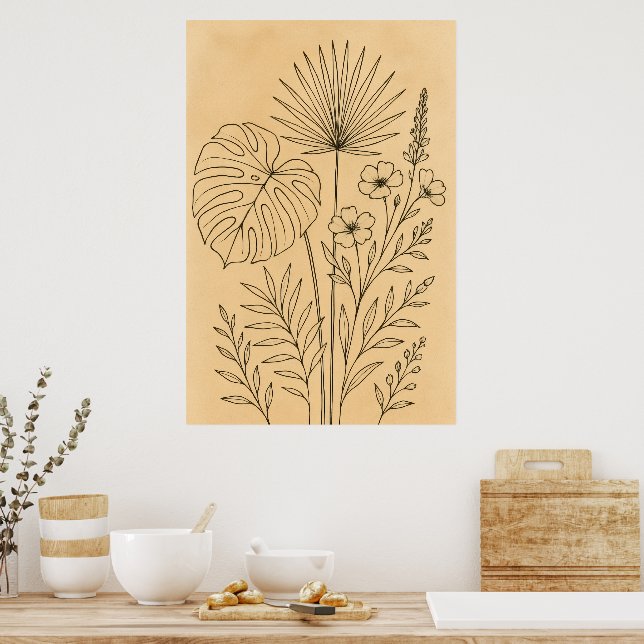 Affiche Boho Floral Wall Art - Art Botanique Neutre (Cuisine)
