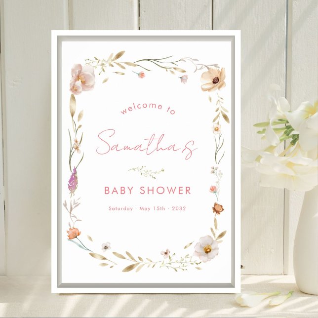 Affiche Boho Flower Baby Shower Welcome (Boho Flower Baby Shower Welcome Poster. Available in Prints & Instant Download)