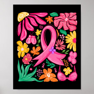 Affiche Boho Flower Coquette Bow Conscience du cancer du s