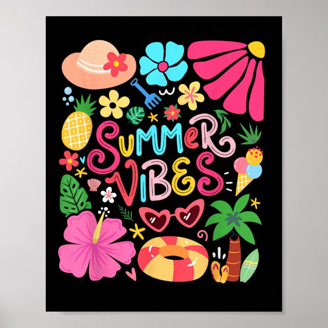 Affiche Boho Flower Hello Vibes été Funny Beach Life Me (Devant)