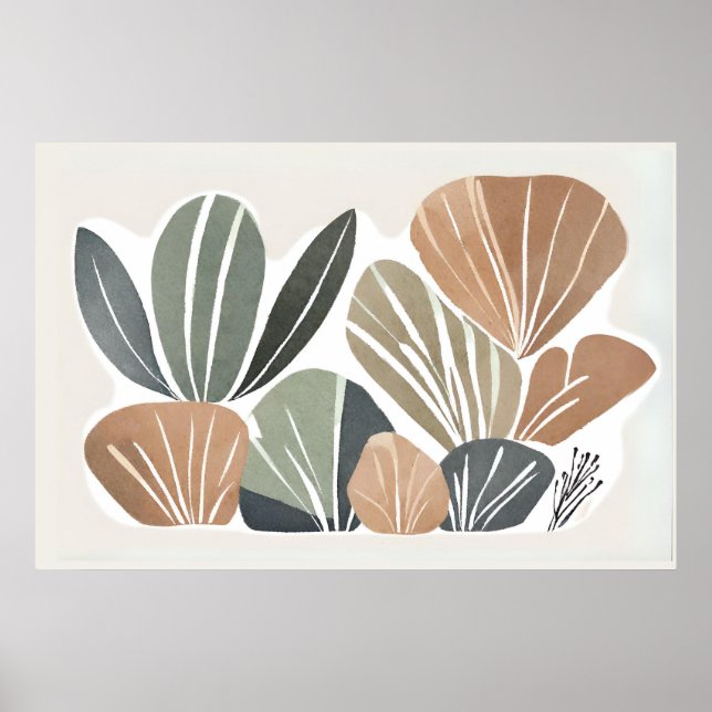 Affiche Boho Flower Leaf style d'art botanique Simple Mode (Devant)