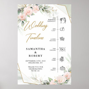 Affiche Boho flush fleurs eucalyptus mariage Timeline