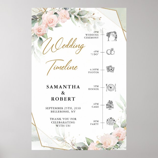 Affiche Boho flush fleurs eucalyptus mariage Timeline (Devant)