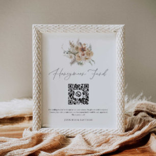 Affiche Boho Fonds Mariage Lune de miel Code QR Signal