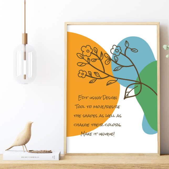 Affiche Boho Forme Simple Lineart Flower Calm Quote (Créateur téléchargé)