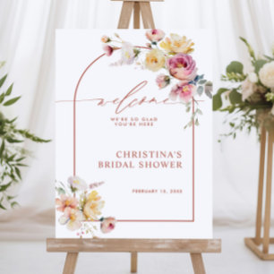 Affiche Boho Garden Rose Fleurs Fête des mariées Bienvenue