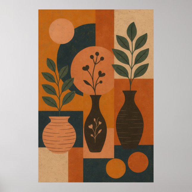 Affiche Boho Geometric Wall Art – Abstract Minimalist Post (Devant)