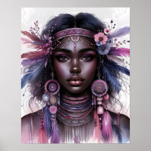 Affiche Boho Girl IA Art Mode Bohème