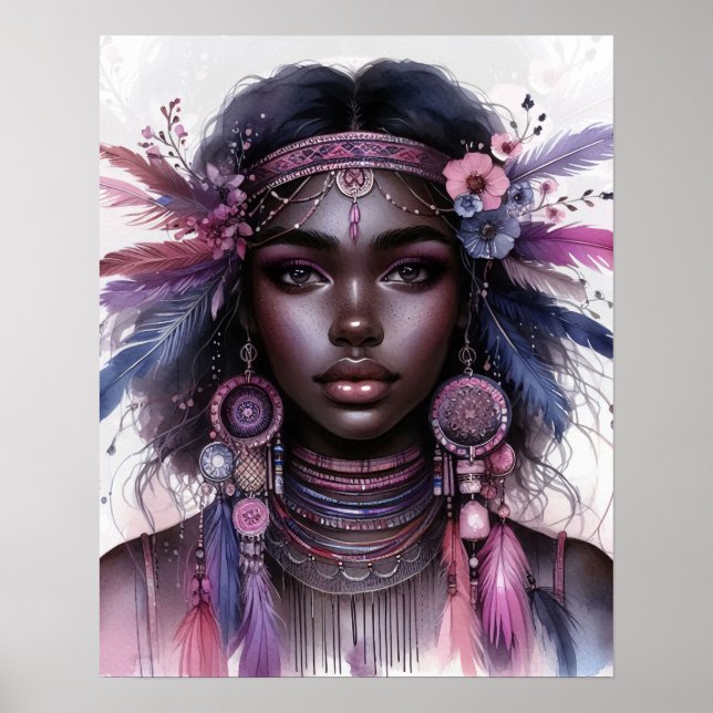 Affiche Boho Girl IA Art Mode Bohème (Devant)