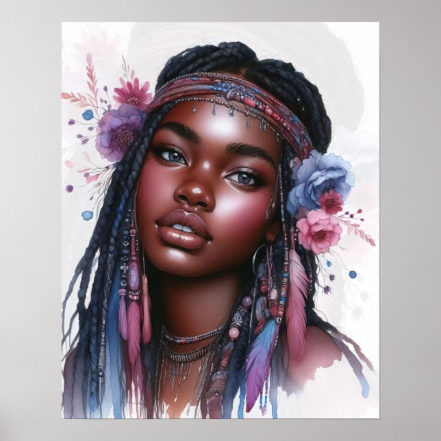 Affiche Boho Girl IA Art Mode Bohème (Devant)