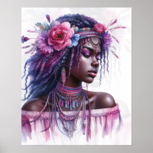 Affiche Boho Girl IA Art Mode Bohème