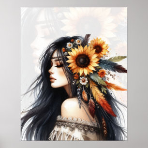 Affiche Boho Girl IA Art Mode Bohème