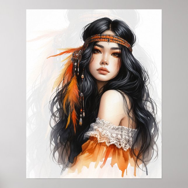 Affiche Boho Girl IA Art Mode Bohème (Devant)