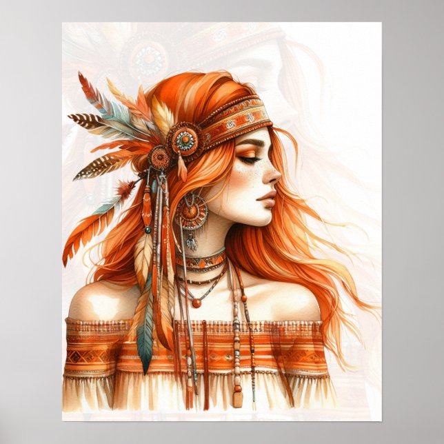 Affiche Boho Girl IA Art Mode Bohème (Devant)