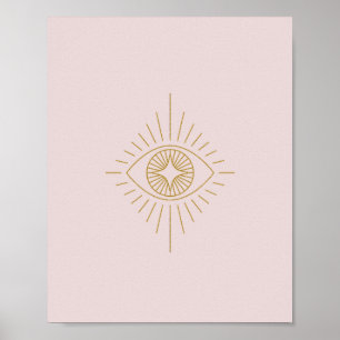 Affiche Boho Gold & Pink Diamond Eye Dorm Room Wall Art