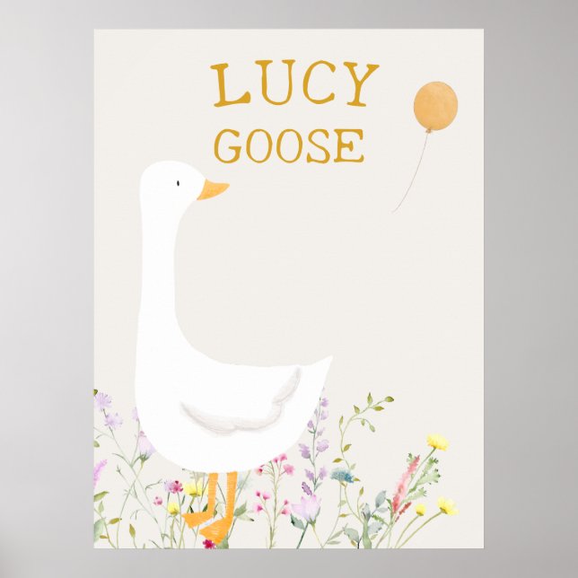 Affiche Boho Goose Duck Baby shower floral (Devant)
