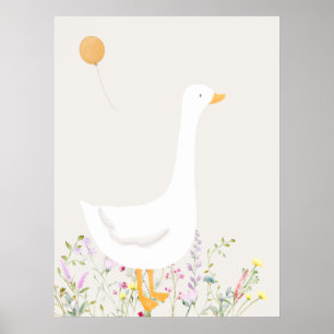 Affiche Boho Goose Duck Baby shower floral