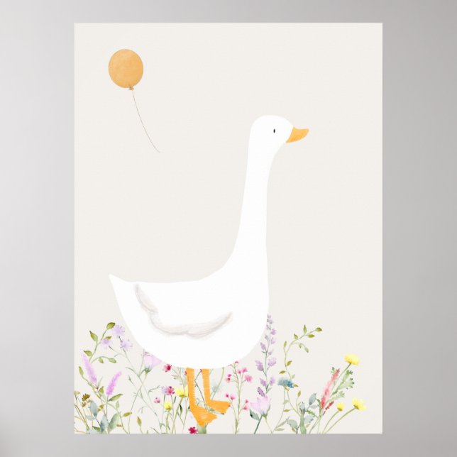 Affiche Boho Goose Duck Baby shower floral (Devant)