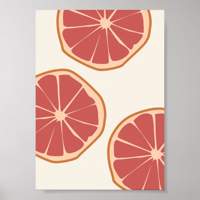 Affiche Boho Grapefruit Slices Tropical Summer Print (Devant)