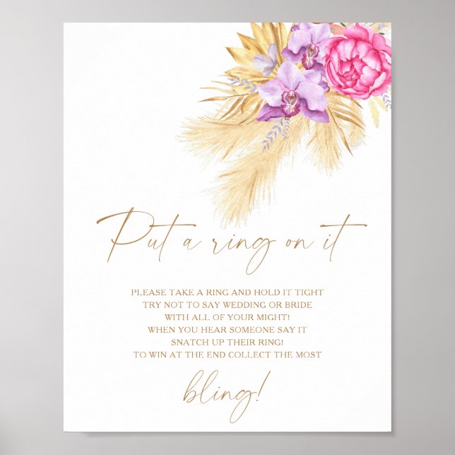 Affiche Boho grass - printemps mettre une bague sur le jeu (Devant)