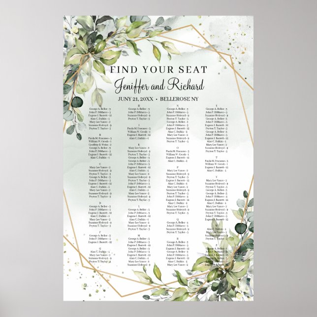 Affiche Boho Green Foliage Eucalyptus Gold Siège (Devant)