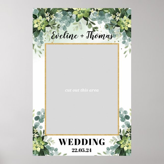 Affiche Boho greenery succulent wedding photo prop (Devant)