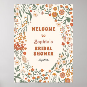 Affiche Boho Groovy Wildflower Bridal Shower Welcome