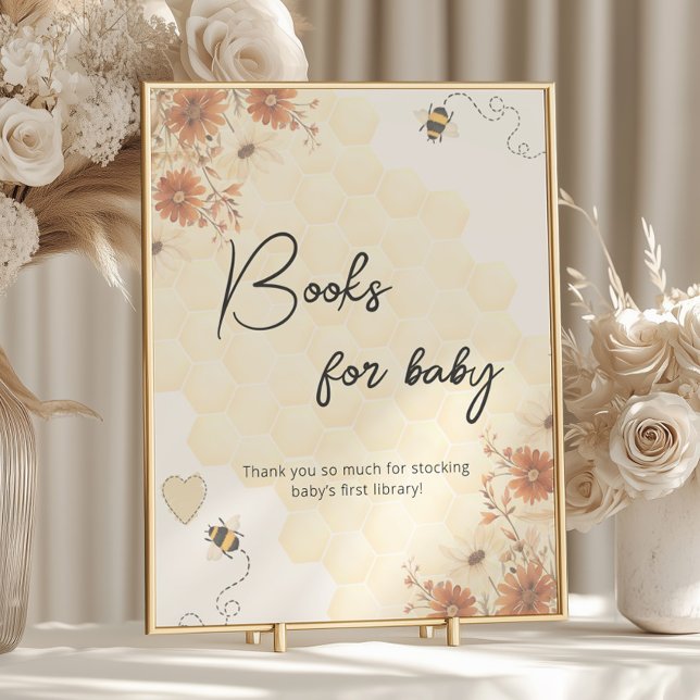 Affiche Boho Honey Bee Baby shower Livres Pour Baby (Créateur téléchargé)