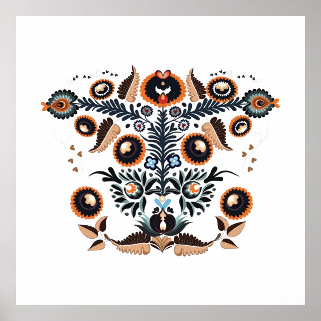 Affiche Boho Hongrois Folk Motif (Devant)