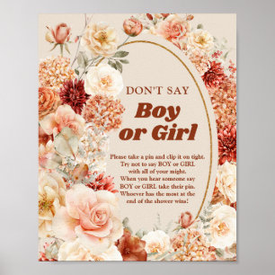 Affiche Boho jardin d’automne Don’t Say BOY ou GIRL game
