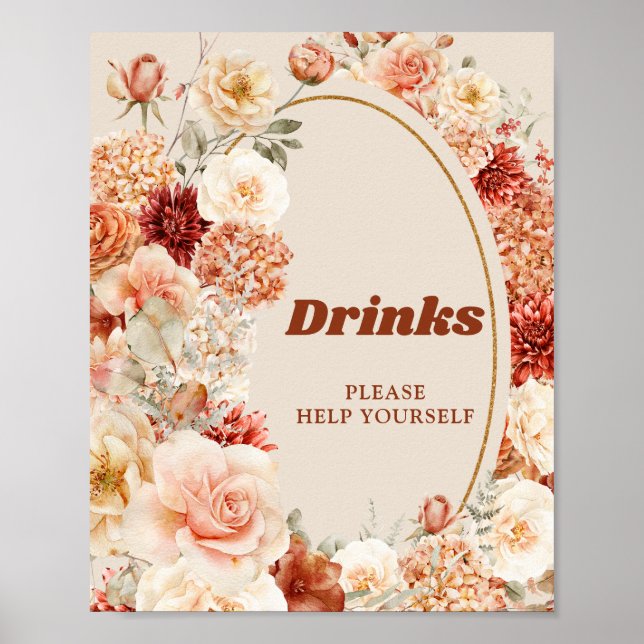 Affiche Boho jardin d'automne épices orange beige rouille  (Devant)