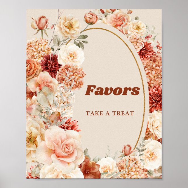 Affiche Boho jardin d'automne épices orange beige rouille  (Devant)