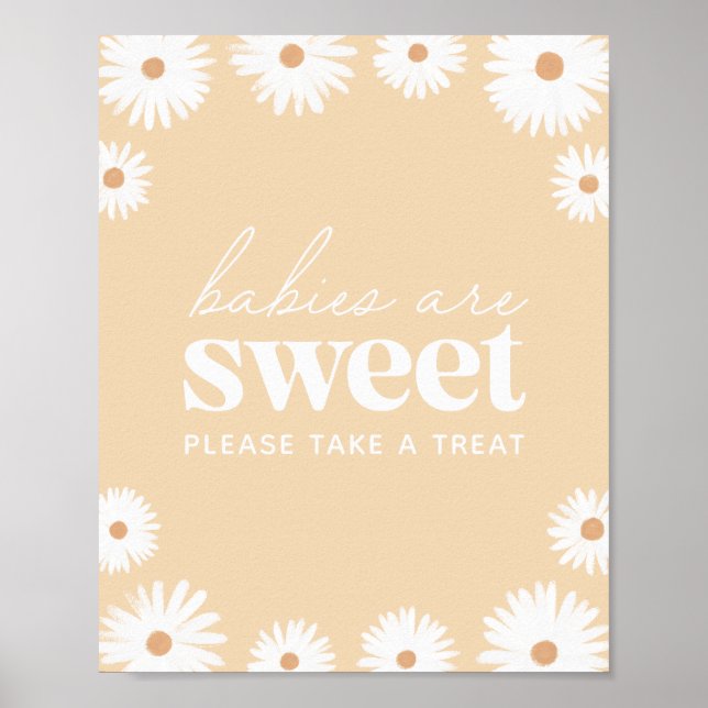 Affiche Boho Jaune Daisy Baby shower Les bébés sont doux (Devant)