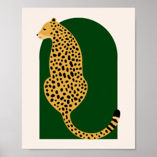Affiche Boho Jungle Vert Arc Vintage surdimensionné Leopar