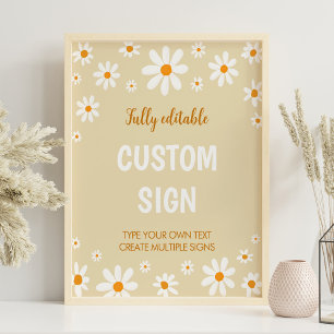Affiche Boho Light Daisy First Birthday Custom Sign