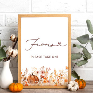 Affiche Boho Little Citrouille Automne Fleur sauvage Faveu
