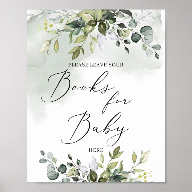 Affiche Boho livre vert tendance pour bébé signe (Devant)