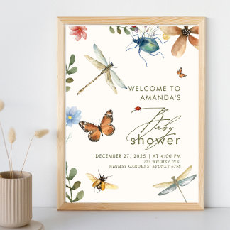 Affiche Boho Love Bug Insectes baby shower libellule
