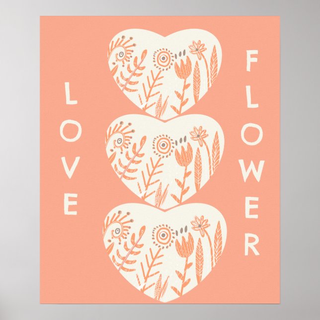 Affiche Boho Love Flower Heart (Devant)
