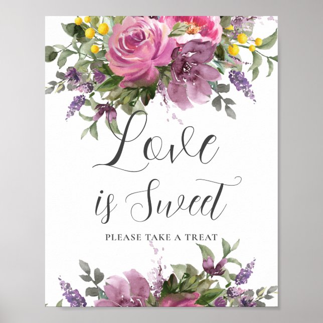 Affiche Boho Magenta rose violet Floral Mariage Loisir Tre (Devant)