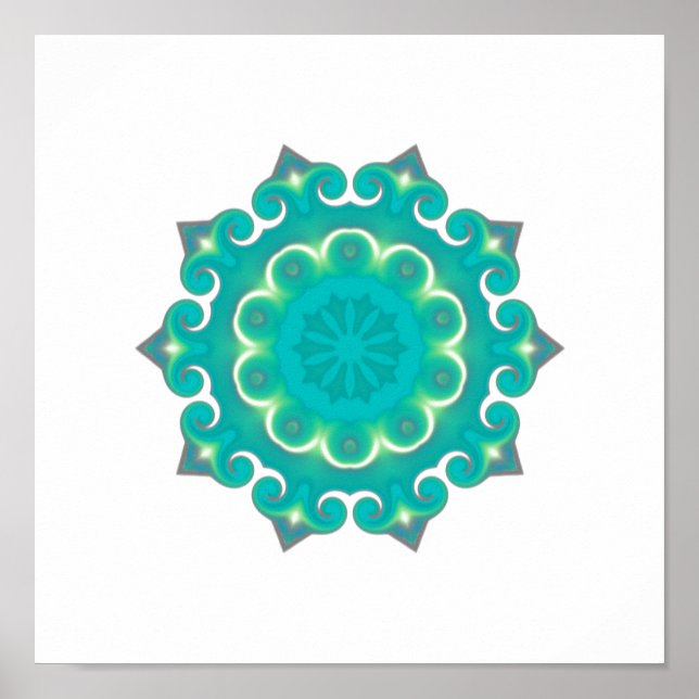 Affiche Boho Mandala | Kaleidoscope Turquoise de Bohême (Devant)