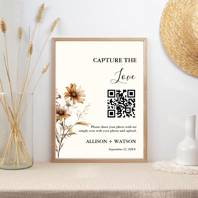 Affiche Boho mariage Capture amour code QR mariage photo (Créateur téléchargé)